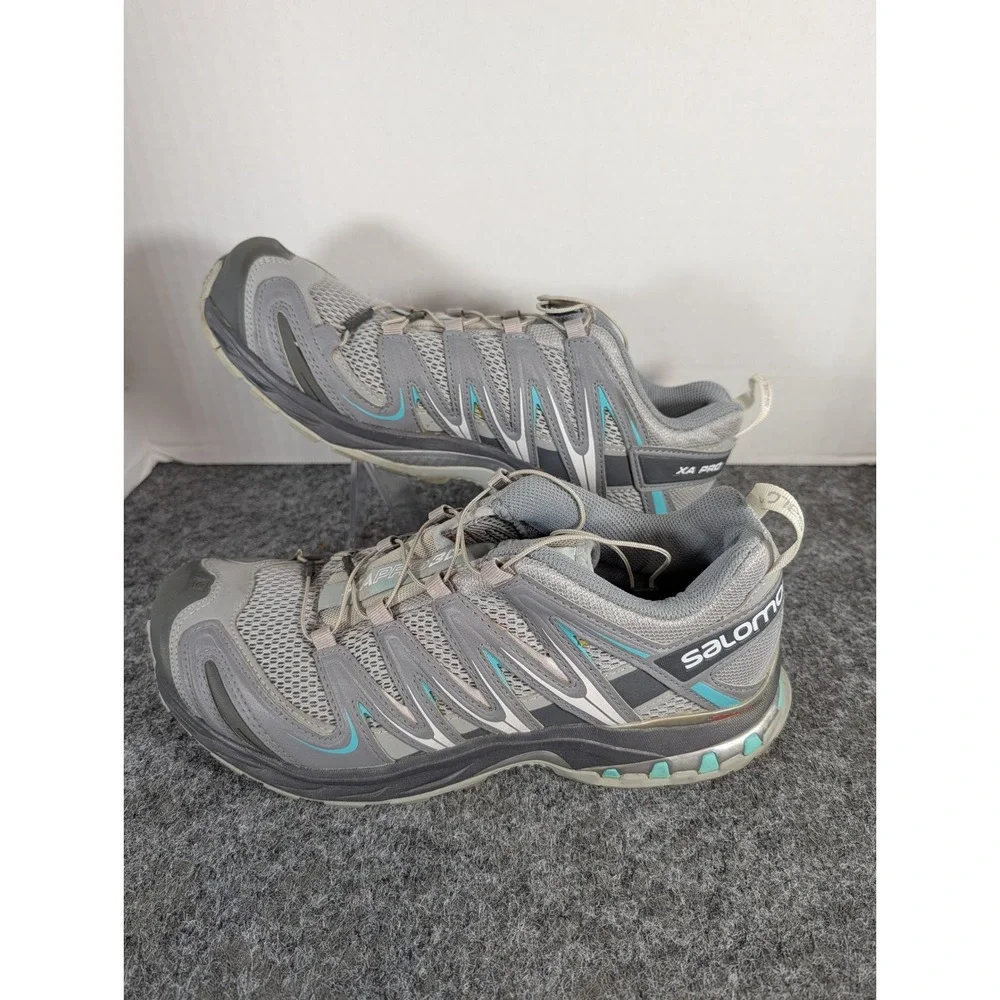 Salomon XA Pro 3D Trail Running Shoes Grey Blue Mens 9 356811 Hiking Sneakers